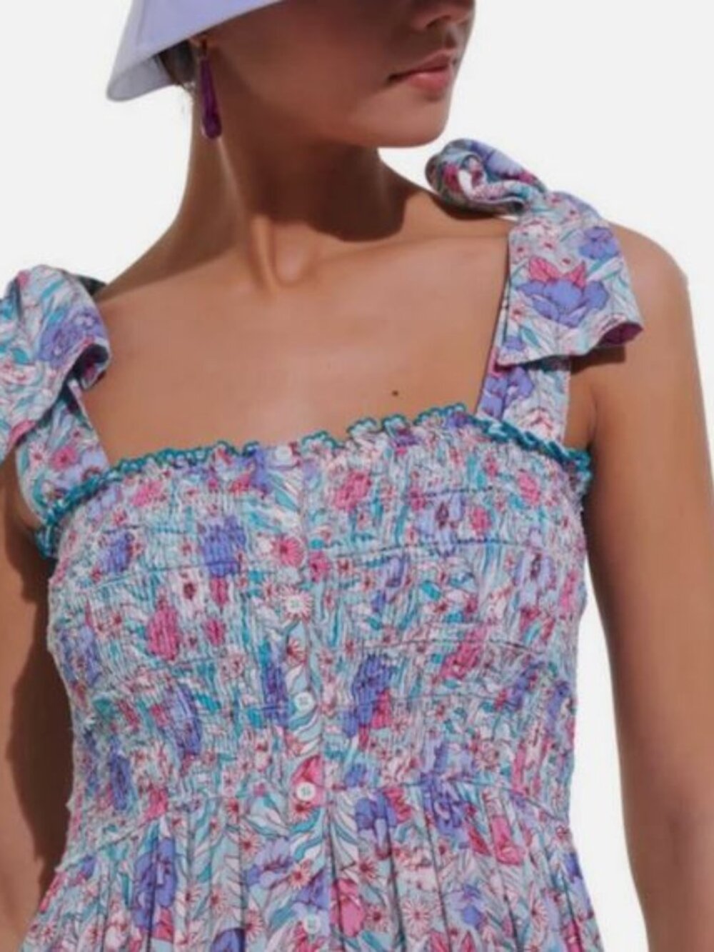 Brand new POUPETTE ST BARTH Women's Blue Triny Midi Dress medium